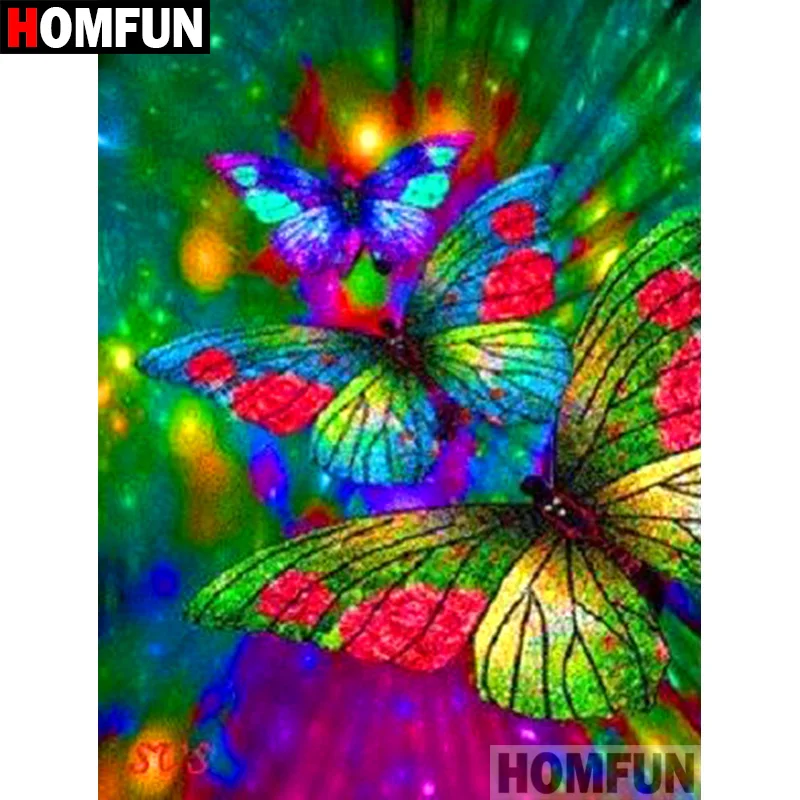 

HOMFUN 5D DIY Diamond Painting Full Square/Round Drill "Color butterfly" Embroidery Cross Stitch gift Home Decor Gift A09103