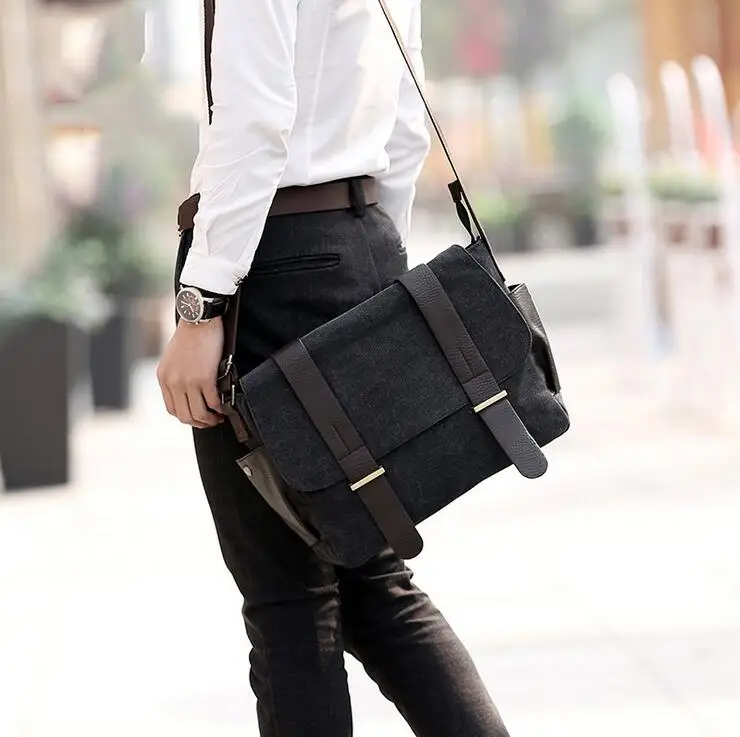 

New Men's Canvas Crossbody Bags Casual Travel Bags Men Fashion Brand Design Messenger Shoulder Laptop Bag Tote Briefcase CH01