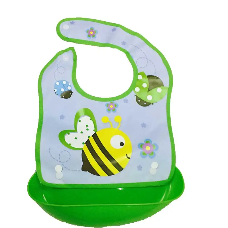 green bee Силиконовые детские нагрудники babador милые животные питание карман нагрудник водонепроницаемый передник для кормления новорожденных - Цвет: green bee