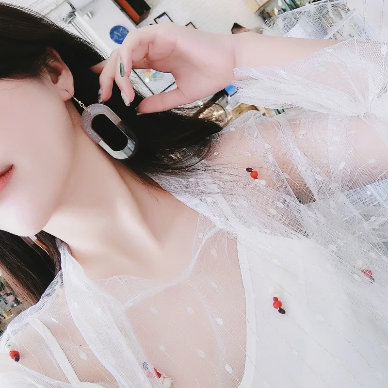 2018 New Korean Trendy Simple Acrylic Geometric Drop Earrings for Celebrities Women Fashion Dangle Jewelry Accessories | Украшения и