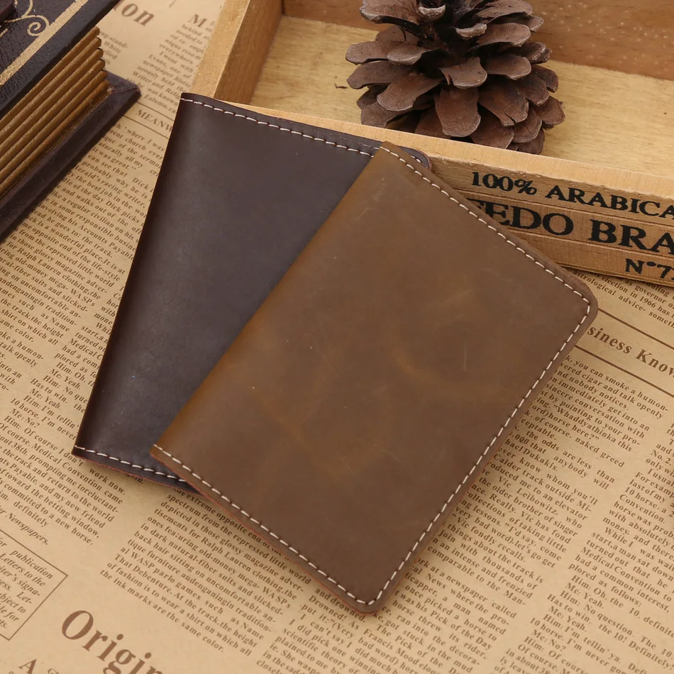 Классический вертикальный Новый чехол для визиток из натуральной кожи 2 складки