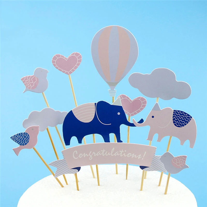 Милый мультфильм Бумага торт Топпер на день рождения и свадьбу Украшения для