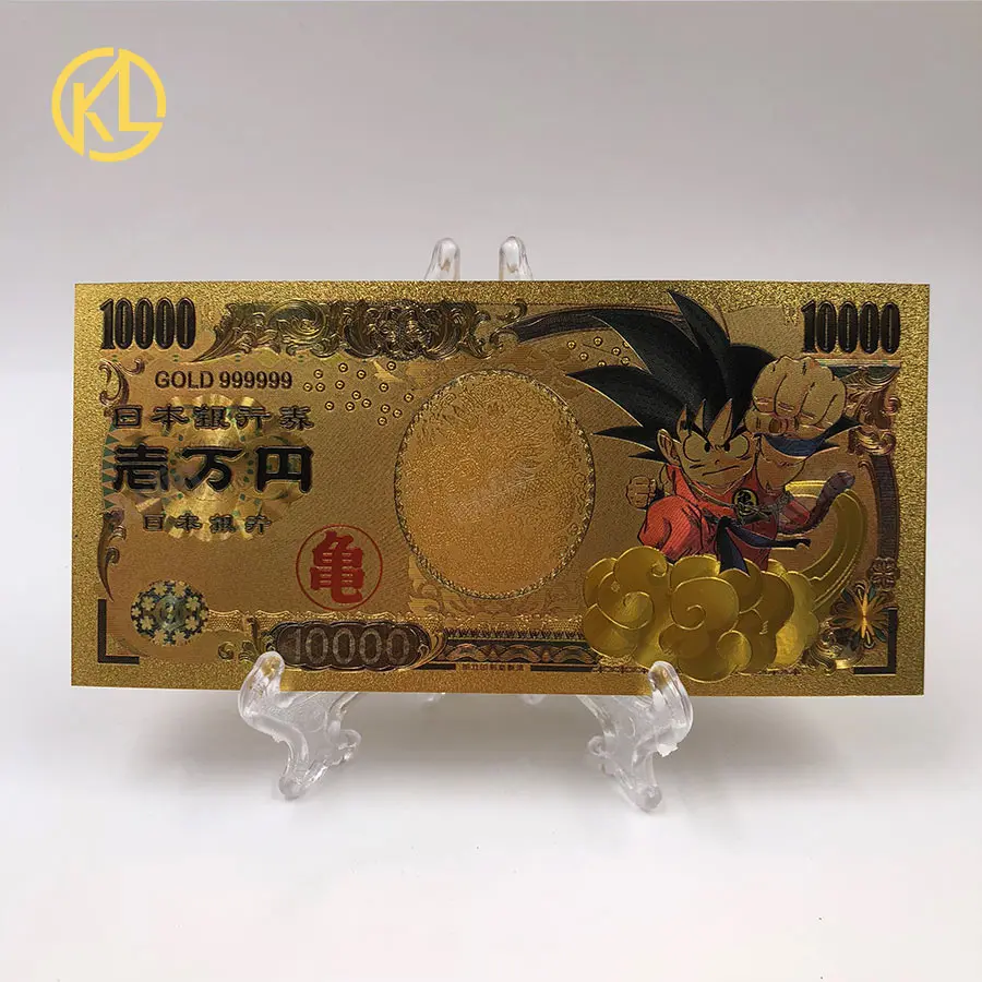 1 шт. Япония 10000 Йен банкнота Золотая фольга банкнота Qute dragon ball Sun Wukong позолоченная коллекция банкнот подарки