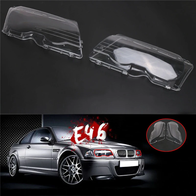 2x галогенные фары объектив Пластик В виде ракушки Обложка для BMW E46 2 двери купе