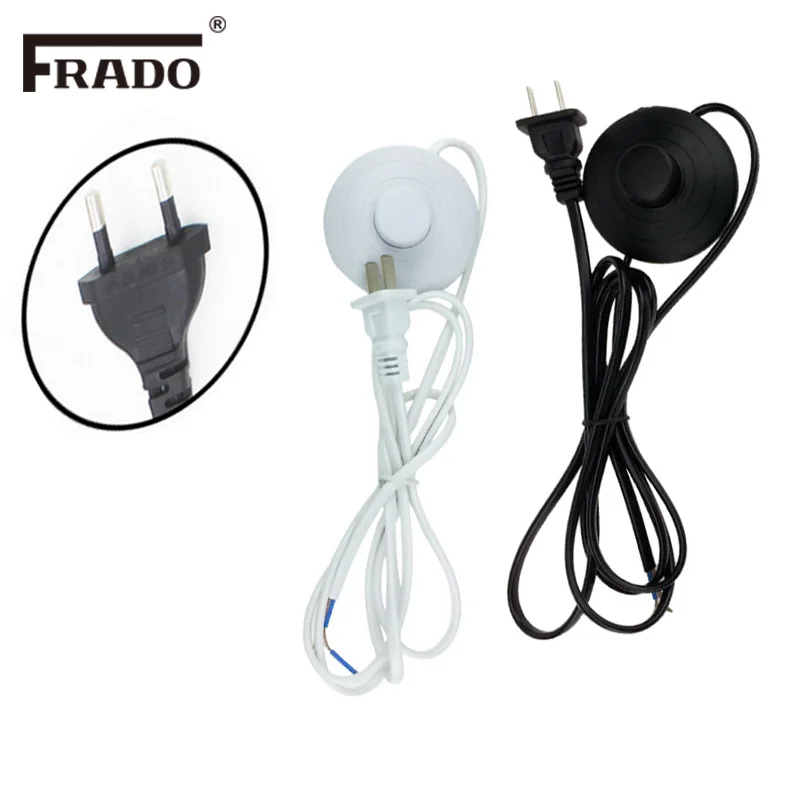 

2PCS Foot Switch line floor lamp / Table lamp / wall lamp universal plug wire Hotel high quality switch line black / white 1.8m