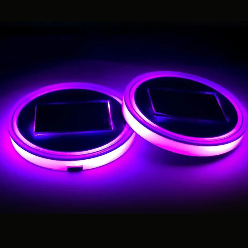 2 шт. светодиодный Чехол для автомобильного подстаканника на солнечной батарее с