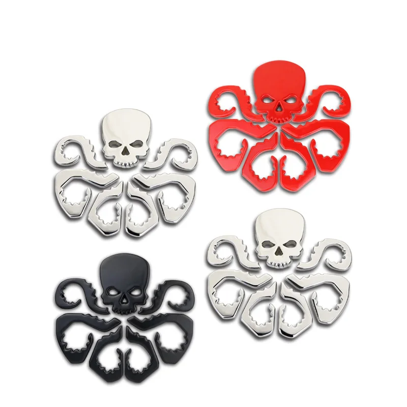 Автомобильная наклейка эмблема значок череп Гидра 3 цвета металл 7 5x6 8 см Тюнинг