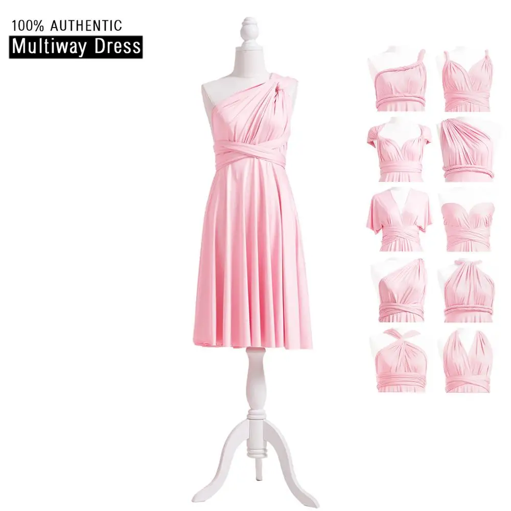 Blush Pink Кораллово-розовое короткое платье подружки невесты длинное платье-трансформер платье с изменяемым фасоном твист обертывание платье с одним плечом возлюбленный стиль - Цвет: Blush Pink