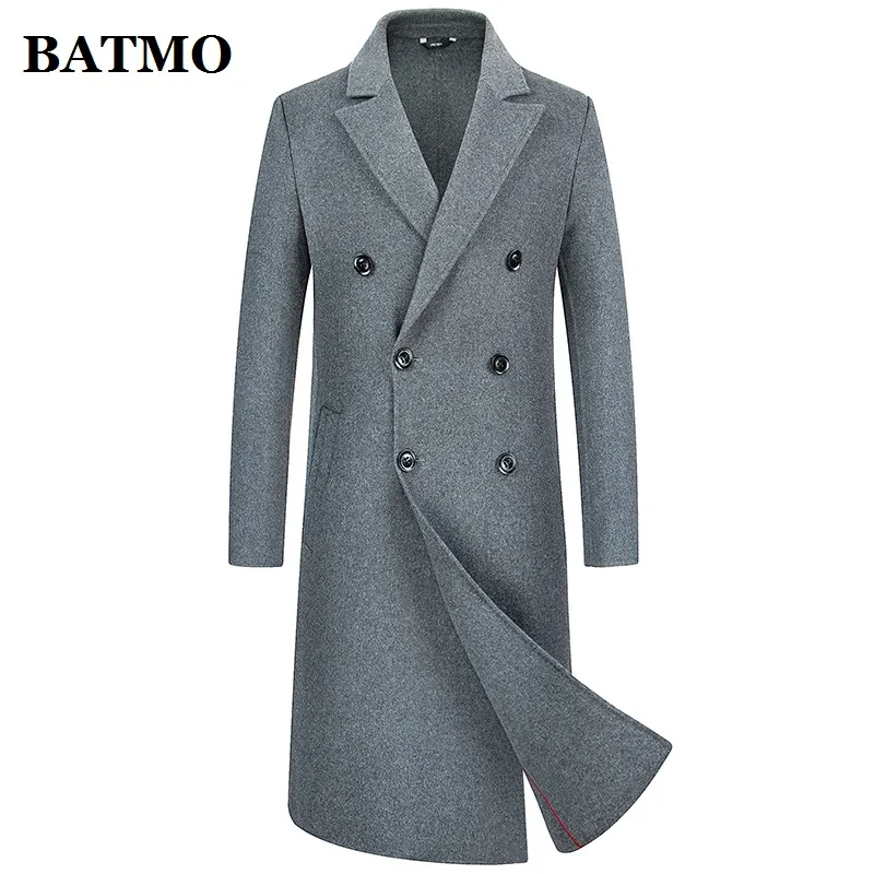 

BATMO 2019 Новое поступление осеннее высококачественное двухстороннее шерстяное длинное пальто для мужчин, мужское длинное пальто, куртки для ...
