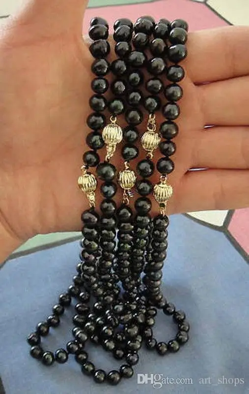 

new 5pcs 8-9mm Natural Black Akoya Cultured Pearl Jewelry Necklace 18"
