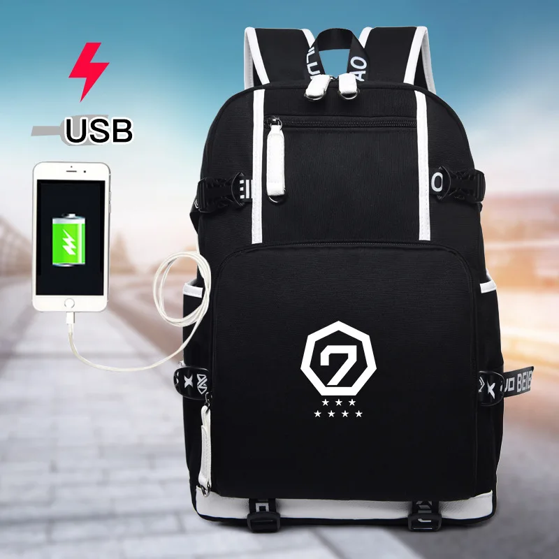 Текстильный школьный рюкзак с USB-разъемом для мужчин и женщин корейский портфель