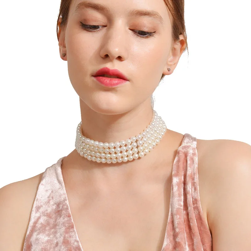 Женское многослойное ожерелье чокер с жемчугом|chokers necklaces for women|choker necklacepearl choker