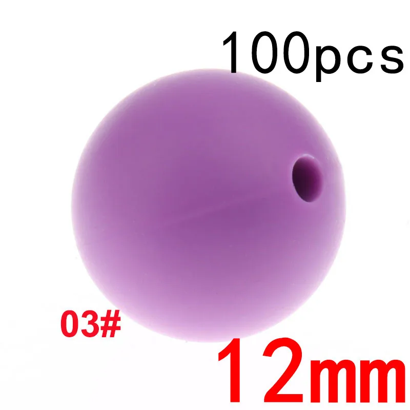 03Medium Purple Fkisbox 100 шт Силиконовые Детские Прорезыватели для зубов Круглые 12 мм силиконовые жевательные перлы свободные бусины Силиконовые Прорезыватели для зубов Bpa бесплатно - Цвет: 03Medium Purple
