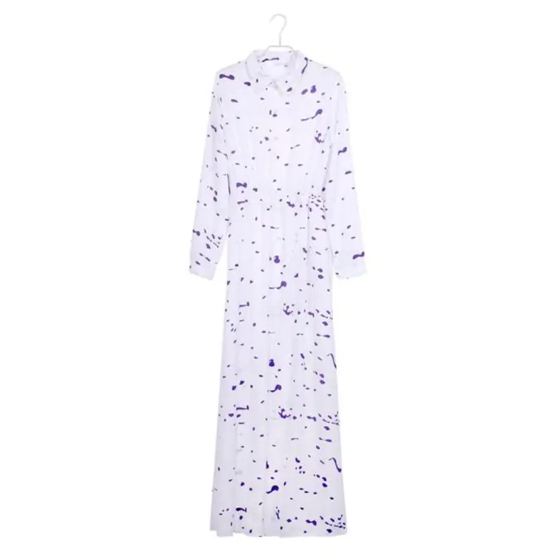 Макси платья с принтом летние для женщин длинный рукав длина до пола платье