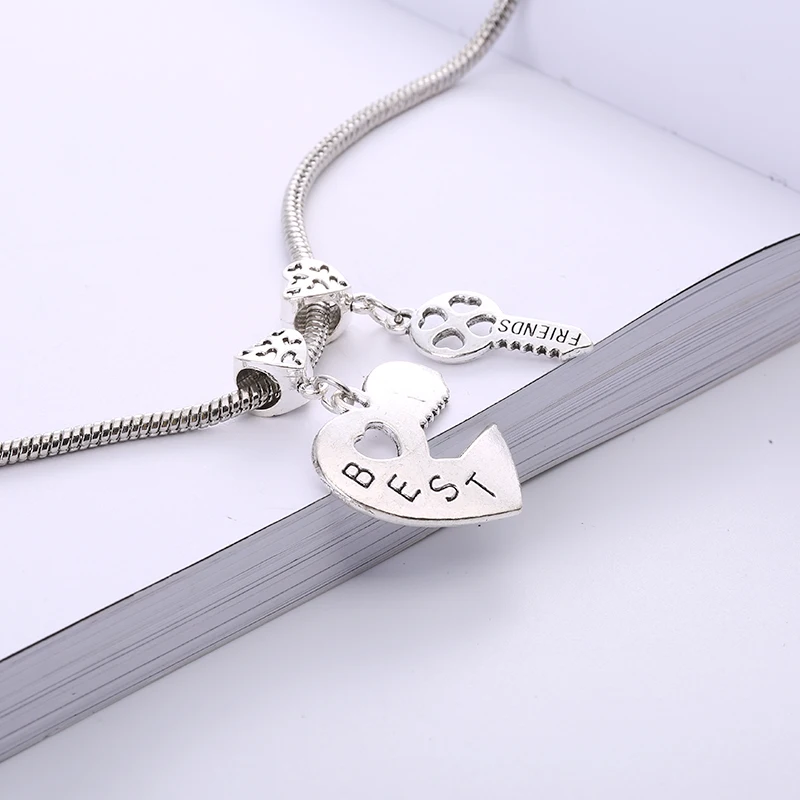 C6495h Vintage Silver Metal Best Friend Beads fit Pandora Charms Fashion DIY Accessories Handmade Beads for Jewelry Making - Цвет: C6495h