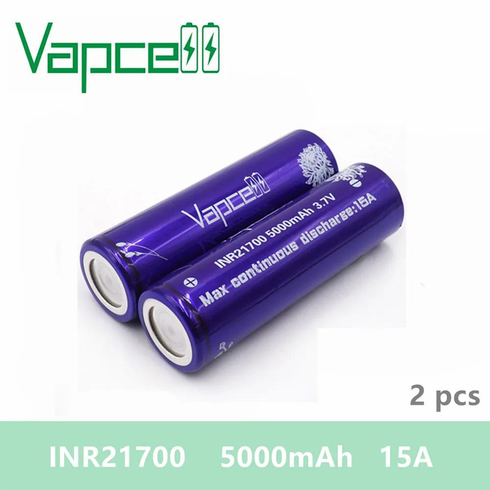 Бесплатная доставка 2 шт. Vapcell INR21700 INR 21700 5000 мАч 15 А отвечает технологическим