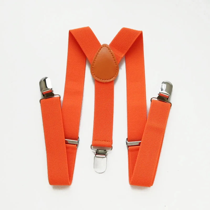 fluo orange Эластичные подтяжки для маленьких мальчиков и девочек с y-образной застежкой на спине; однотонные Детские подтяжки; детская одежда; аксессуары; BD001-S - Цвет: fluo orange