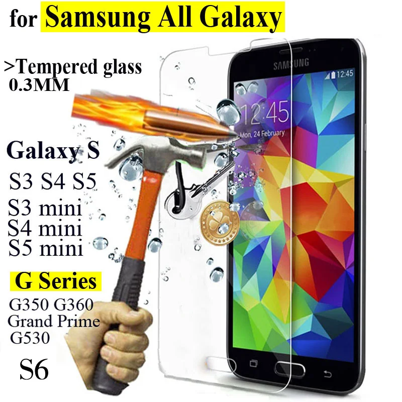 HD Tempered Glass Screen Protector Case For Samsung Galaxy S7 S6 S5 S4 S3 mini Note 5 4 3 A3 A5 A7 phone Cover protective Film |