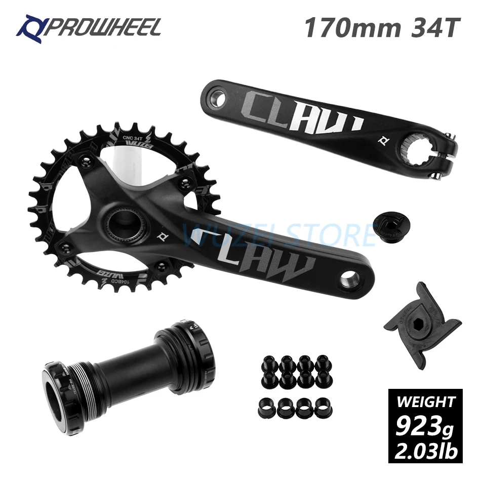 Prowheel 104 BCD mtb велосипед кривошипно 170/175 мм/30/32/34/36/38 T Круглый Звездочка с каретка BB шатун для горного велосипеда - Цвет: 170 Black 34T and BB
