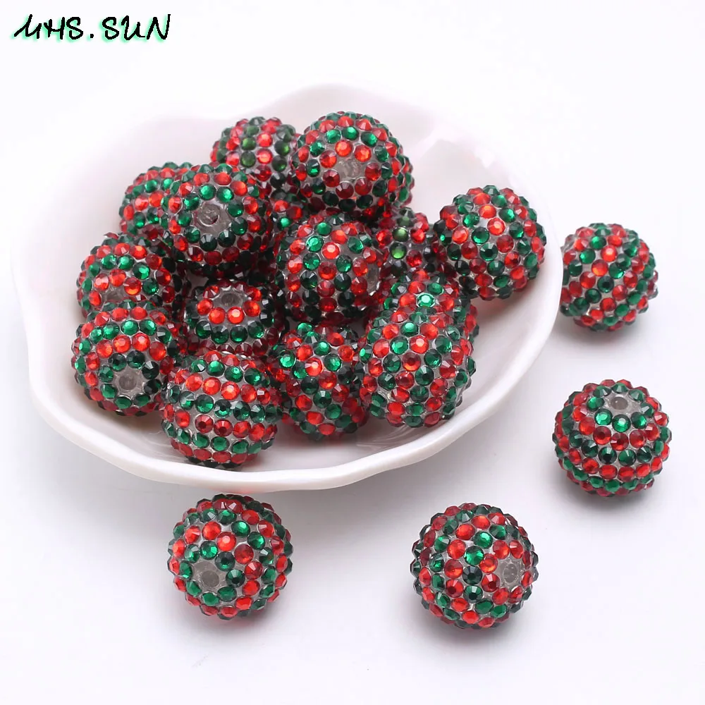 Бусины MHS.SUN 18 мм/20 мм/22 мм в красную и зеленую полоску массивные бусины стразы из
