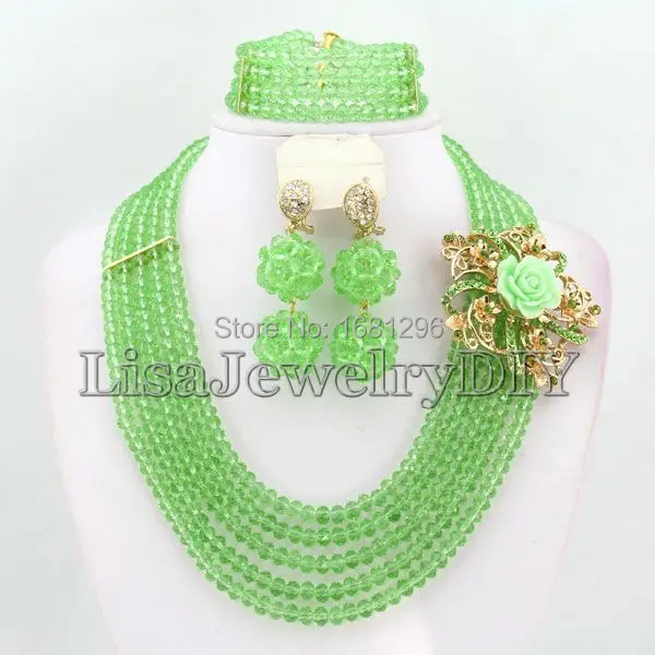 

Зеленые Африканские бусины для вечеринки, наборы ювелирных изделий, африканские Свадебные бусины, комплект ювелирных изделий HD0499