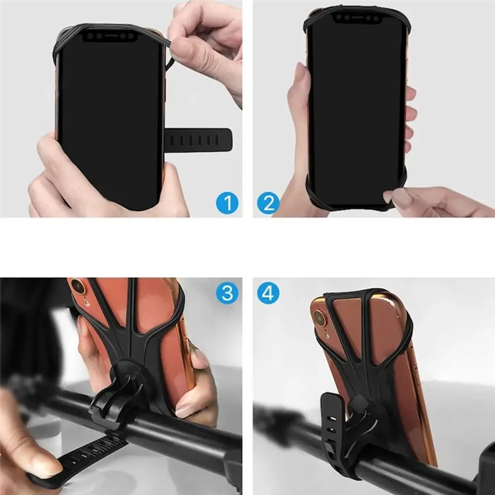 Bike Phone Holder 360 Degrees Rotatable Universal Silicone Mount Buckle Non-slip For Cellphone Handlebar Support Telephone Moto
