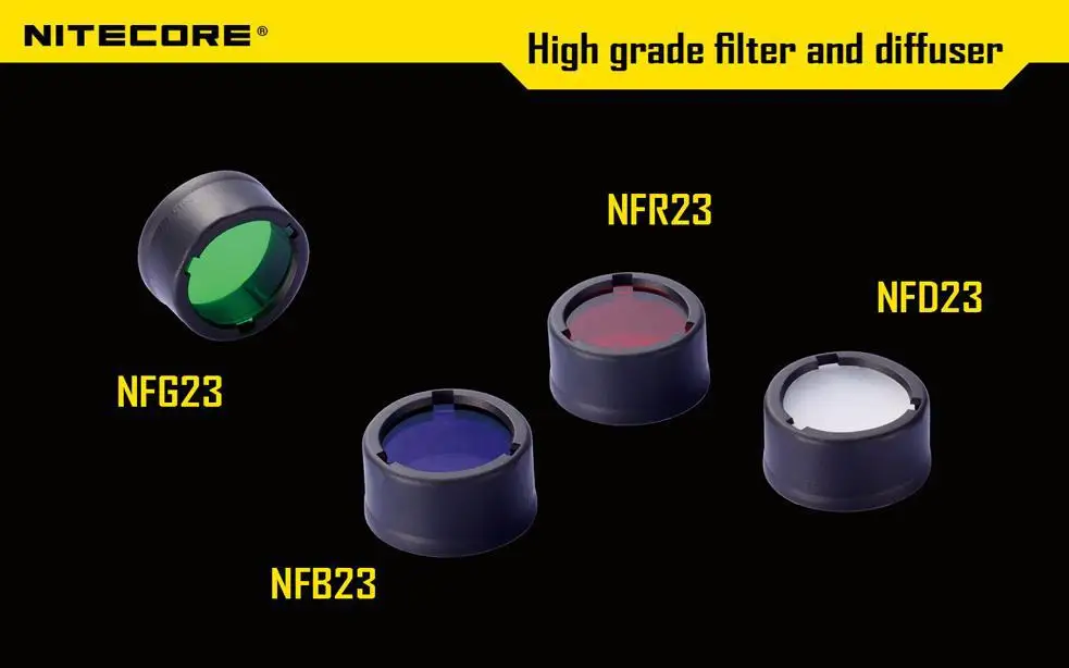 

Free shipping 1pc Nitecore Colour Filter(22.5mm) NFR23 NFB23 NFG23 NFD23 suitable for the flashlight with head of 22.5mm