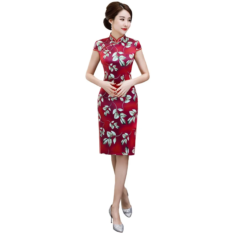 Фото Традиционное китайское платье Ципао из искусственного шелка в Шанхае женская