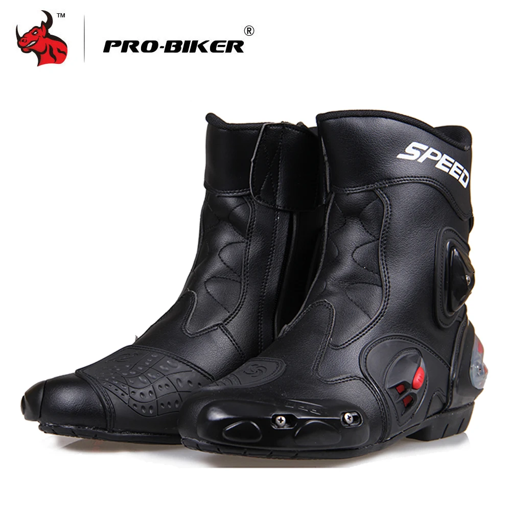 Black PRO-BIKER/мотоциклетные ботинки из искусственной кожи; мужские мотоциклетные ботинки для верховой езды; ботинки для мотокросса; мотоциклетные ботинки; Защитное снаряжение; - Цвет: Black