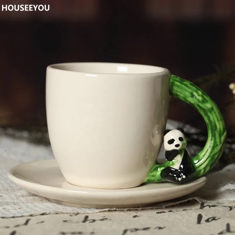 Керамическая 3d-кружка с мультяшным 3d-рисунком ручная роспись блюдце попугае