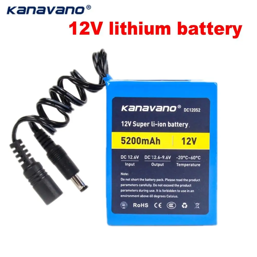 Kanavano 12v литий ионный аккумулятор 18650 аккумуляторная батарея 5200mAh BMS Мобильная