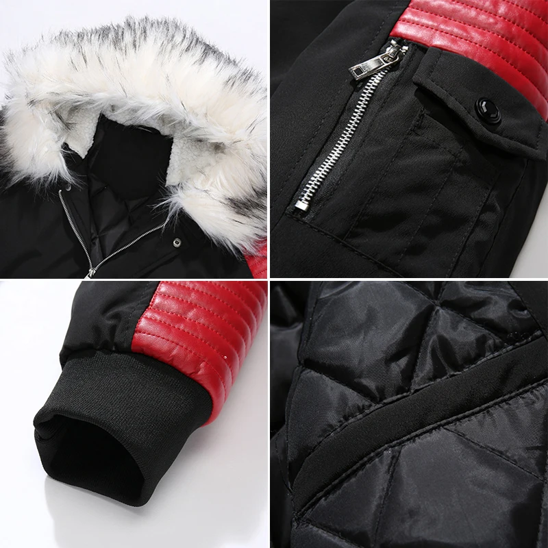 

ReFire Gear Winter Jacket Men Warm Thicken Cotton Padded Parkas Casual Outerwear Fur Hooded Collar Long Windbreaker Parka Coat