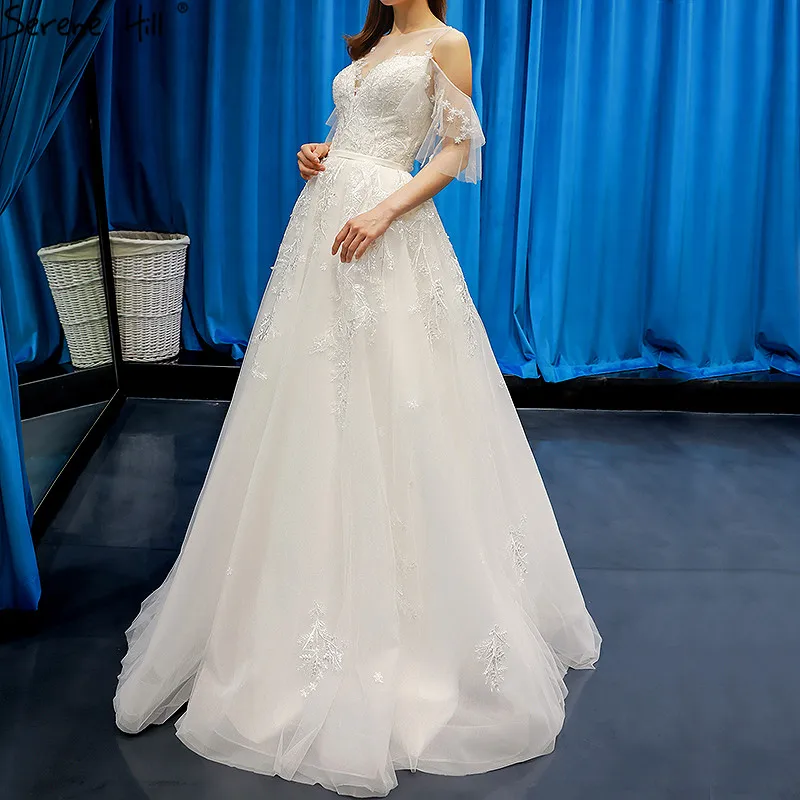 White A-Line Sexy Wedding Dresses Real Photo 2020 High-end Vintage Short Sleeves Bridal Gowns HM66822 Custom Made | Свадьбы и