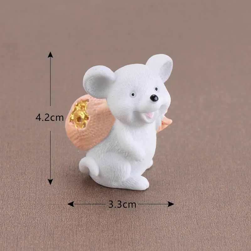 Lucky mouse Золотой доллар мультяшная модель животных фигурка кукольный домик торт домашний декор миниатюрное украшение для сада в виде Феи аксессуары - Цвет: Light Grey No.4