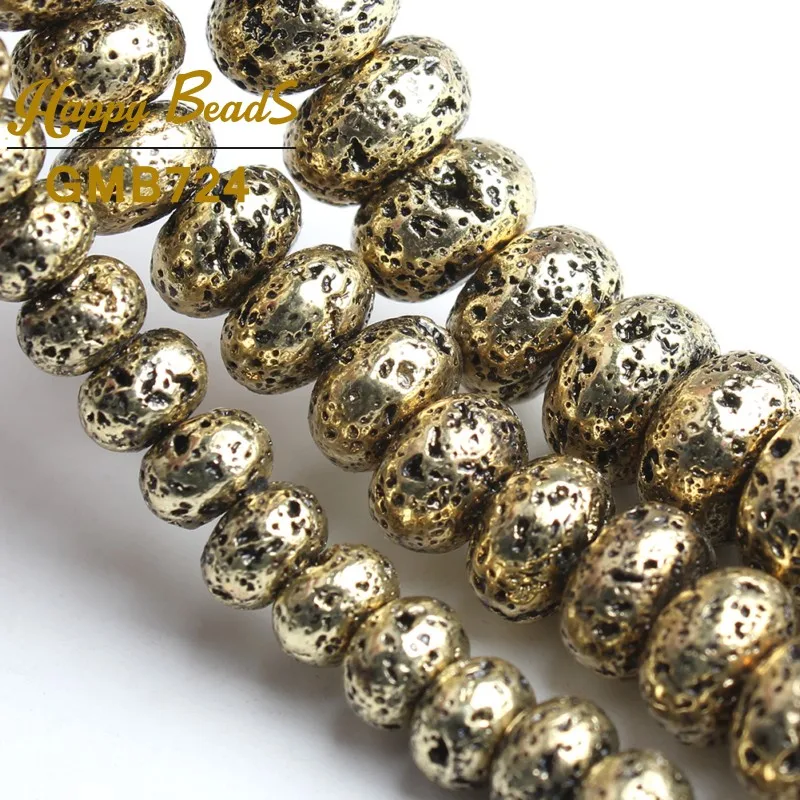 Бусины Из Натурального лавового камня Рондель плоские круглые бусины с