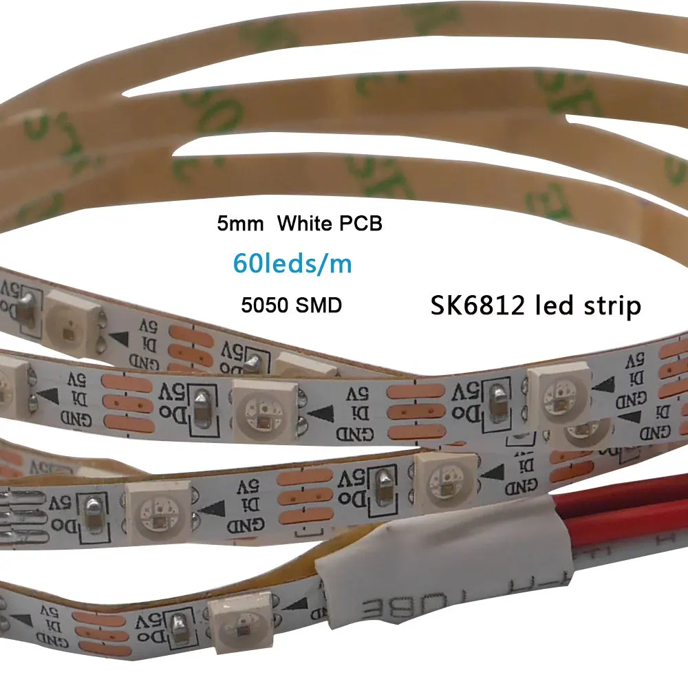 5mm 5050 White 60led 1 м DC5V 4 мм/5 мм/7 мм PCB прибор приемно-SK6812 5050 SMD 3535 RGB гибкий светодиодный полосы 60/144 пикселей/м IP30 светодиодный полосы - Испускаемый цвет: 5mm 5050 White 60led