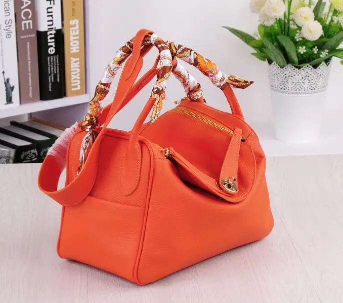 Orange 26cm Новая женская сумка из натуральной кожи, шикарные женские сумки через плечо,, известный бренд, дизайнерские женские сумки через плечо, сумка через плечо, A0092 - Цвет: Orange 26cm