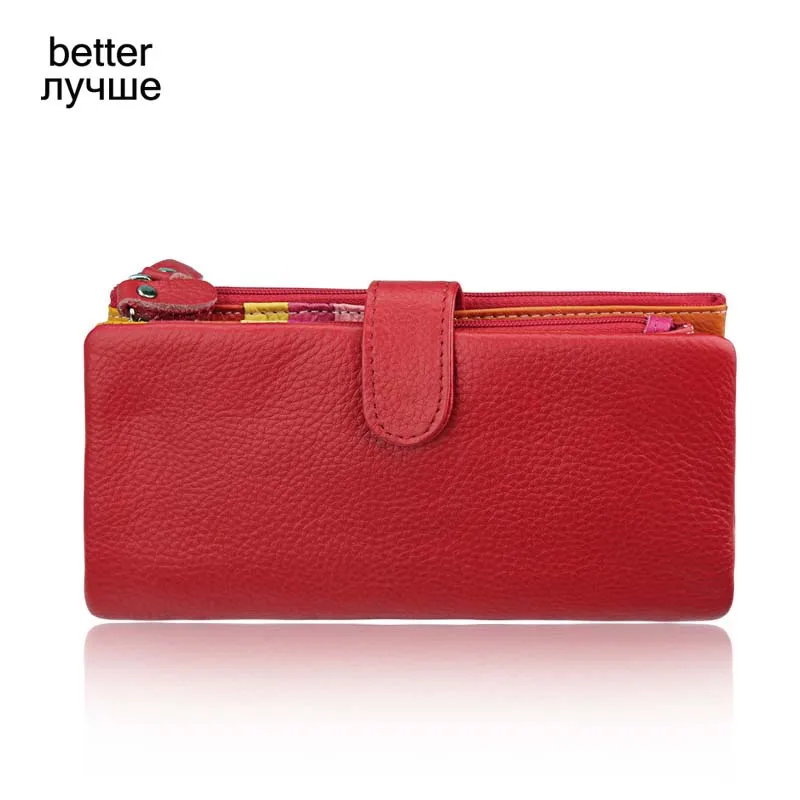 Red Better Женские Длинные кошельки из телячьей кожи с застежкой на молнии с держателем для карт большой емкости Mutilfuction женский карман для монет Кошельки - Цвет: Red Better