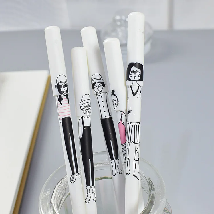 

160 pcs new hand-painted character expression neutral pen cute fresh student Stationery pen Simple office Supplies Signature pen