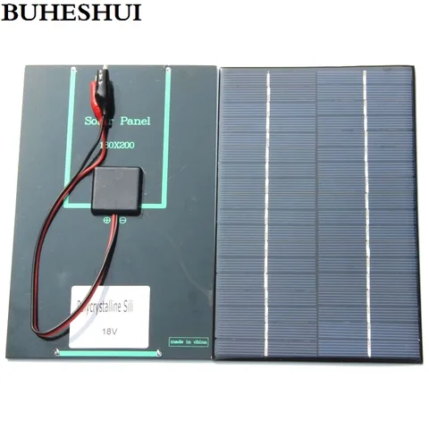 Солнечная батарея BUHESHUI 4,2 Вт 18 в, поликристаллическая, «сделай сам», солнечная панель + зажим для зарядки, 12 В, аккумуляторная система, учебная, 200*130 мм, бесплатная доставка