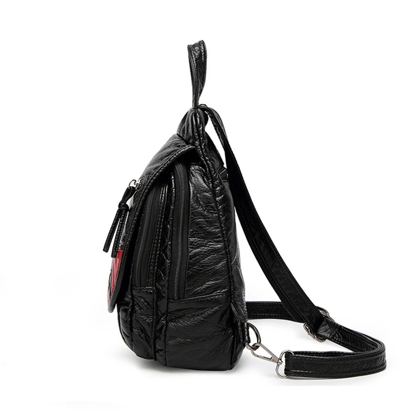 Новинка 2018 модные женские рюкзаки черные сумки из мягкой потертой искусственной