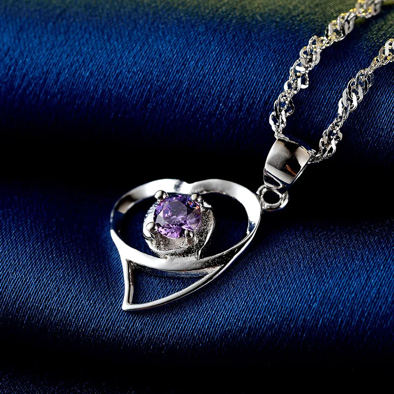 925 silver pendant Korean the fashionable love inlaid zircon Ms. short paragraph clavicle chain jewelry wholesale | Украшения и