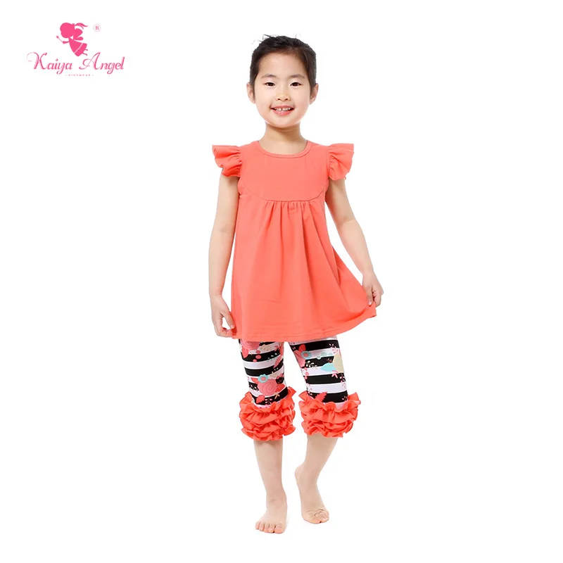 

2018 Girls Clothes Summer Floral Toddler Girls Clothing Set Top and Ruffle Capri pants Boutique Kids Outfits Suit