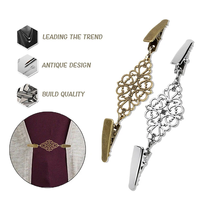 Women Flexible Beaded Flower Pin Brooch Gold Silver Color Duck Clips Shawl Shirt Sweater Cardigan Collar Clip Buckles Clothing | Украшения