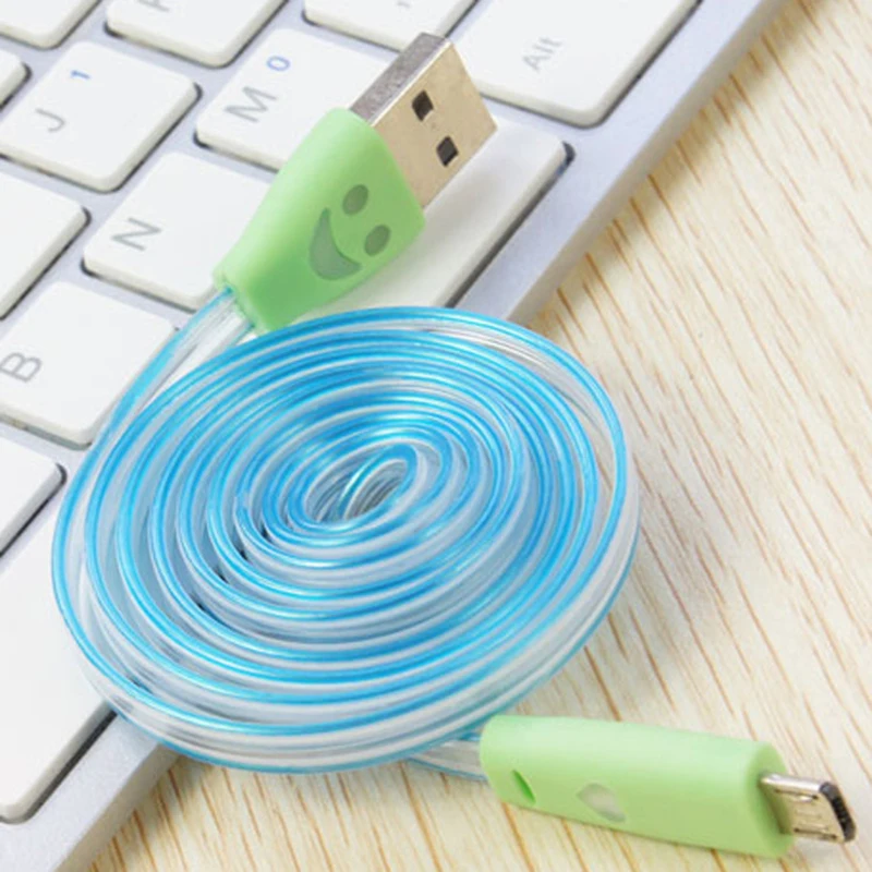 CatXaa 100 см улыбающееся лицо блеск освещение кабель микро-usb для зарядки передачи и