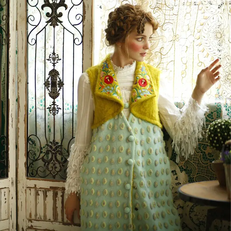 Женский жаккардовый жилет LYNETTE'S оригинальный шерстяной в стиле пэчворк с
