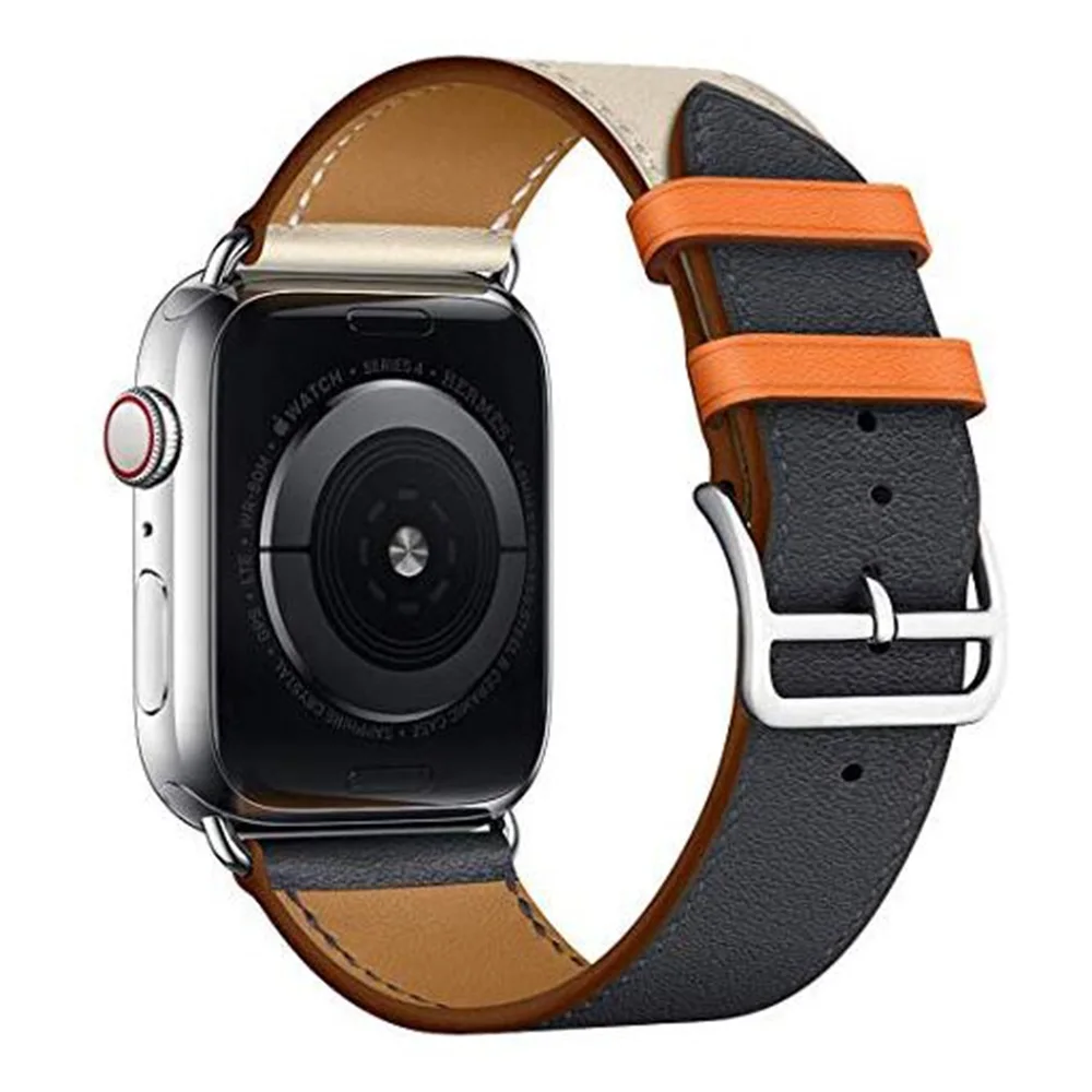 Кожа Ремешки для наручных часов Apple Watch 38 мм 40 мм 42 44 мм Совместимость для наручных часов iWatch серии 4/3/2/1 - Цвет ремешка: dark  blue