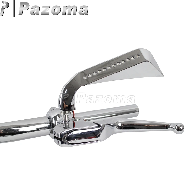 Хромированный алюминиевый Мотоцикл Янтарный светодиод Боковое Зеркало с