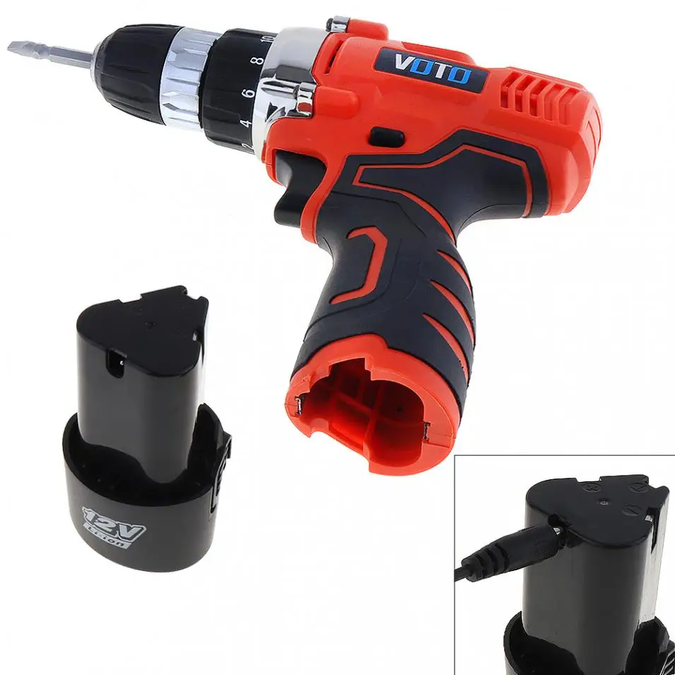 

VOTO AC 100 - 240V 12V Cordless Electric Screwdriver Two-speed Adjustment Screw Driver Power Tools for Punching Wood Drilling