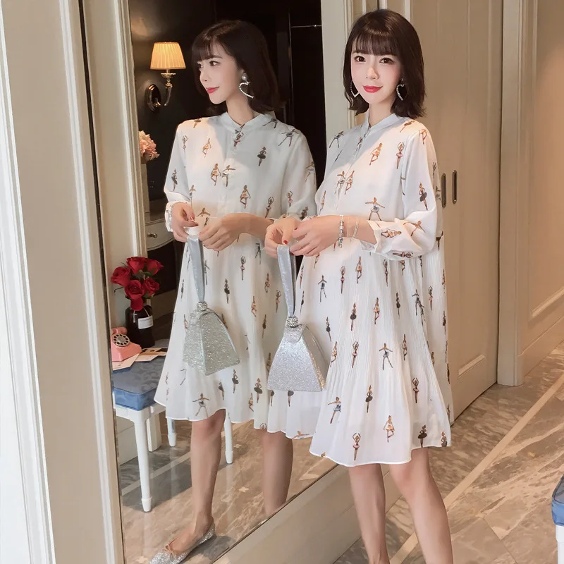 Envsoll White Maternity Gown Pregnancy Dress Korean Chiffon Pleated Clothes For Pregnant Womens Clothing Dresses | Мать и ребенок